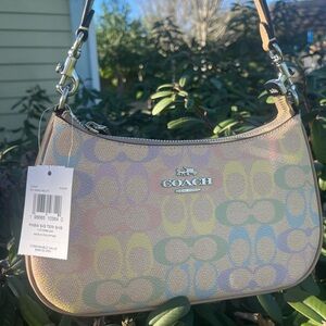 Coach Teri Shoulder Bag In Rainbow Signature Canvas
